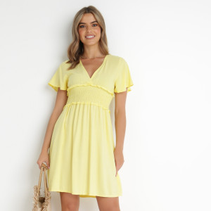 Rochie Galbenă din Viscoză Gulpari, galben, material țesut, Born2be, femei, vară, mărimea S