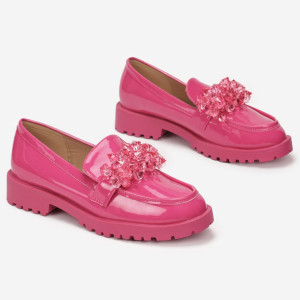 Mocasini Fucsia, roz, imitație de piele lăcuită, Born2be, femei, de tranziție, mărimea 36