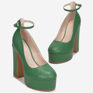 Pantofi cu toc Verzi, verde, imitație de piele, Born2be, femei, de tranziție, mărimea 36