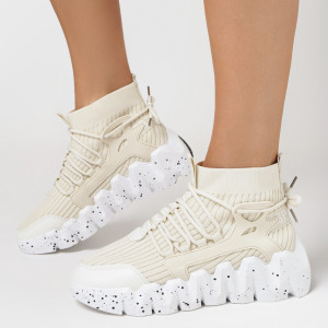 Beżowe Sneakersy Andrassa, beżowy, materiał tekstylny, Born2be, damski, przejściowy, rozmiar 37