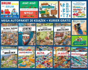 MEGA AUTOPAKIET 20 książek o pojazdach, pociągach, robotach i maszynach budowlanych + rabat 40% + KURIER GRATIS!