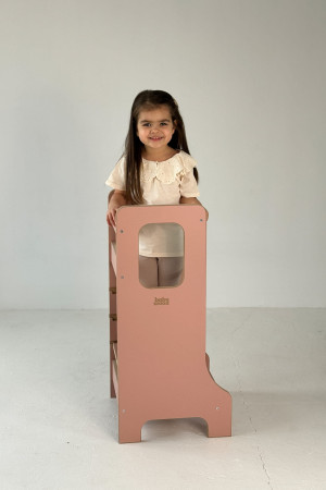 Kitchen Helper dla dzieci | Pomocnik kuchenny dla dzieci | model SLIM M różowy | oryginalny BabyWood
