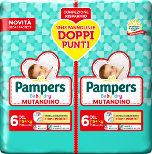 Pampers Baby Dry Pannolino Mutandina XL 15+ kg Duo Downcount 26 Pezzi