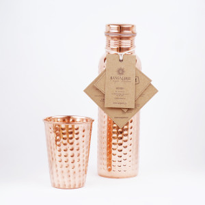 Butelka miedziana ozdobna 950ml z kubkiem 250ml