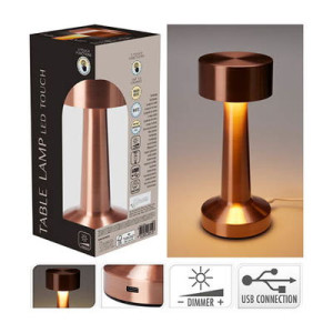Bordlampe i Kobber Med 3 Lysinnstillinger Og Dimbar Oppladbar Med Usb-kabel