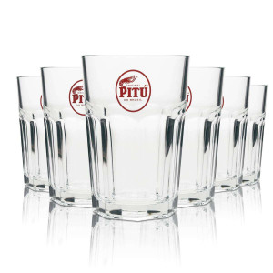 6x Pitu Cachaca Glas Longdrink rotes Logo