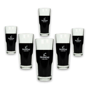 6x Hennessy Whiskey Glas Longdrink schwarz