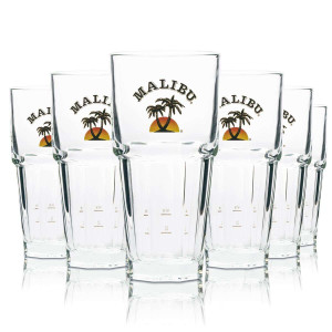 6x Malibu Likör Glas Longdrink 36cl