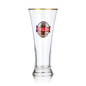 Celta Bier Glas 0,25l Pokal mit Goldrand