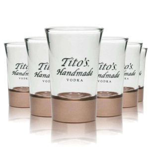 6x Titos Vodka Glas 2cl Shot Kupferboden