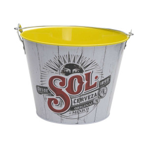1x Sol Bier Kühler Eimer 5l grau/gelb