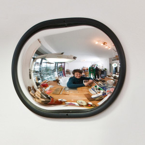 Wall Mounted Small Convex Security Mirror | Wide Angle | Shock Resistant | 2 Sizes | 8-13m Field of Vision | Acrylic | Black Frame