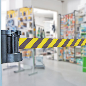 Belt Barrier Wall mounted (3 & 4 metres) moulded in hard wearing Black ABS