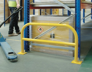 Pallet Racking Protection Barriers | D60mm | Lengths 700, 900, 1100, 1500, 1900 or 2300mm | Yellow Germguard Paint | HD Gauge Steel Tube | QMP