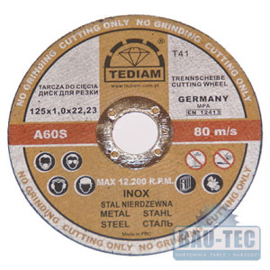 Tarcza do cięcia metalu i stali nierdzewnej TEDIAM 125 x 1.0