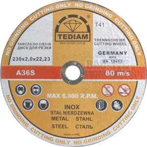 TARCZA DO CIĘCIA METALU TEDIAM INOX 230x2