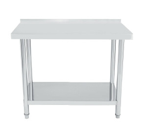 Bc-elec - WT2448B Table de cuisine, plan de travail avec rebord en inox 120x60cm, idéal cuisine, restaurant, gastronomie, table de découpe