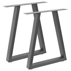 Bc-elec - HJJTS0017-S 2 Pieds de table en acier gris 60x72cm, Pieds pour meubles, Pieds de table métal avec pieds réglables