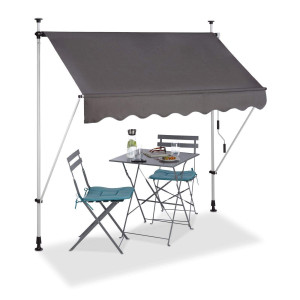 Bc-elec - HHYVA2012-ant Auvent rétractable manuel store banne marquise pour patio & terrasse 200x120cm gris antracite