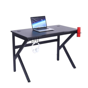 Bc-elec - WD0004 Bureau gamer 110x60x75cm table ordinateur gaming avec passe-câbles, porte-gobelet et support casque