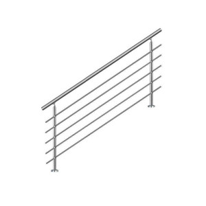 Bc-elec - AHM1805 Main courante d'escalier 180cm, balcon, balustrade, garde-corps en inox avec 5 barres transversales, install. à plat ou inclinée