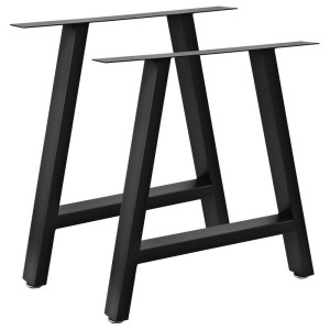 Bc-elec - HJJTS0015-B 2 Pieds de table en acier noir 70x72cm, Pieds pour meubles, Pieds de table métal avec pieds réglables