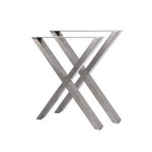 Bc-elec - HMLT-3 Jeu de 2 Pieds de table en acier brut vernis format X, Pieds de table métal 60x72cm