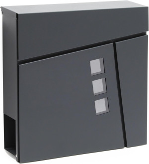 Bc-elec - SHWMB001 Boîte aux lettres murale en acier galvanisé anthracite avec compartiment inférieur pour journaux