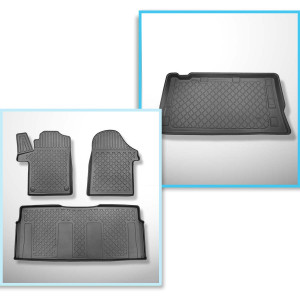 Kit tapis de coffre et tapis de voiture TPE pour: Mercedes-Benz Vito W447 Tourer (10.2014-....) - version longue (empattement 3.200 mm;longueur de l’