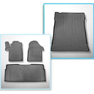 Kit tapis de coffre et tapis de voiture TPE pour: Mercedes-Benz Vito W447 Tourer (10.2014-....) - derriere 2e rangée de sieges;version longue (empatt