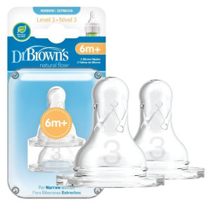 Dr. brown's smoczek do butelki standard poziom 3 6 miesięcy+ 2 sztuki