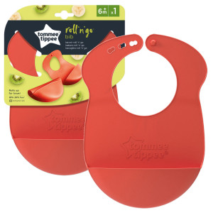 Tommee tippee śliniak silikonowy zwijany roll'n'go kolor pomarańczowy