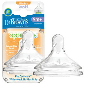 Dr. brown's smoczek do butelki szeroka szyjka options+ poziom 4 9m+ 2 sztuki