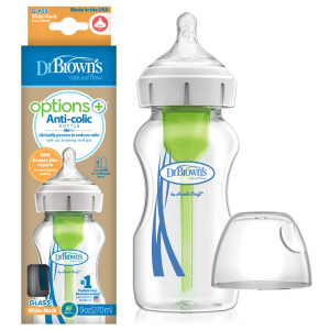 Dr. brown's szklana butelka antykolkowa options+ do karmienia niemowląt szeroka szyjka 270ml