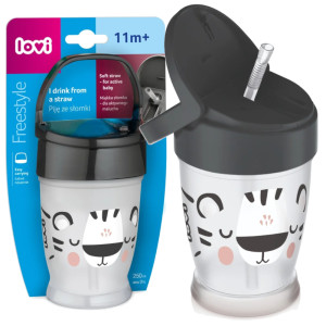 Lovi kubek ze słomką freestyle 250ml salt & pepper