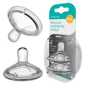 Nanobebe smoczek silikonowy do butelki kaszka 6m+ 2 sztuki