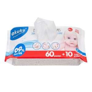 Akuku chusteczki nawilżane w 99% wodą 70 sztuk