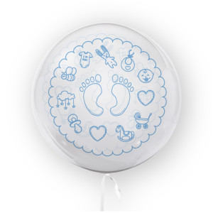 Tuban balon na roczek, urodziny, stópki niebieskie 45cm