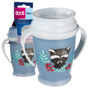 Lovi kubek niekapek 360° drink master z uchwytami 250ml 9m+ wild soul niebieski