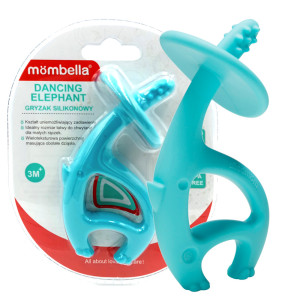 Mombella 2w1 gryzak uspokajający, szczoteczka silikonowa elephant niebieski