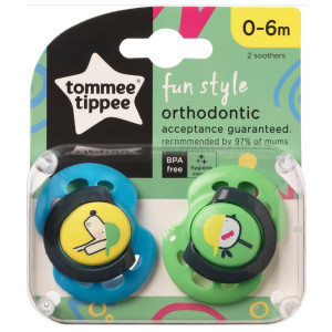 Tommee tippee smoczki uspakajające fun 0-6m 2 szt. zielono-niebieskie