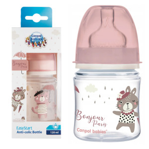 Canpol butelka antykolkowa easystart 0m+ 120ml różowa