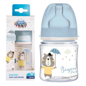 Canpol butelka antykolkowa easystart 0m+ 120ml niebieska