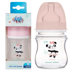Canpol butelka szeroka antykolkowa easystart 120ml 0m+ exotic różowa