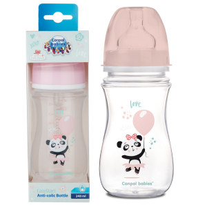 Canpol butelka szeroka antykolkowa easystart 240ml 3m+ exotic różowa
