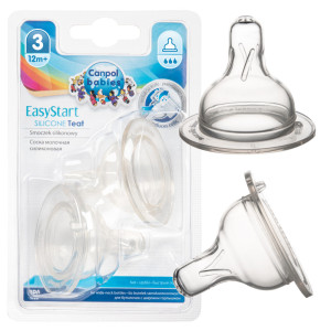 Canpol smoczek do butelki szerokiej silikonowy szybki 12m+ 2 sztuki