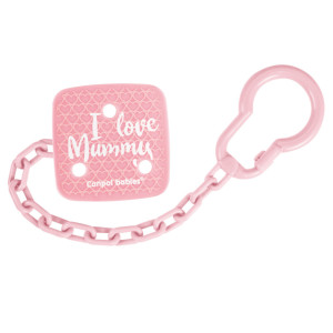Canpol łańcuszek, zawieszka do smoczka uspokajającego i love mummy różowy
