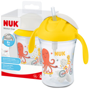 Nuk motion cup innowacyjny kubek bidon z obciążoną słomką żółty
