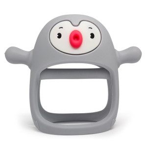 Smily mia gryzak silikonowy dla niemowląt pingwin buddy light grey