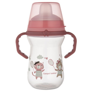 Canpol kubek z silikonowym ustnikiem firstcup 250ml bonjour różowy